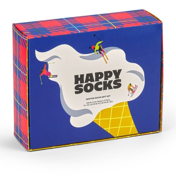 NWT Happy Socks 3 Pack Gift Set Skiing Plaid Shoe Size 5.5-9.5 Sock Size 9-11 - Picture 2 of 7